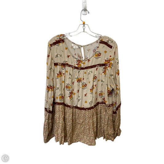 Top Long Sleeve By Maurices In Floral Print, Size: Xl