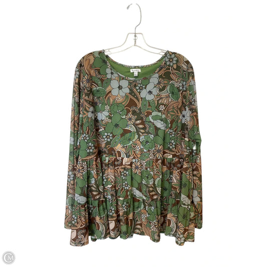 Top Long Sleeve By Love Fire In Floral Print, Size: 3x