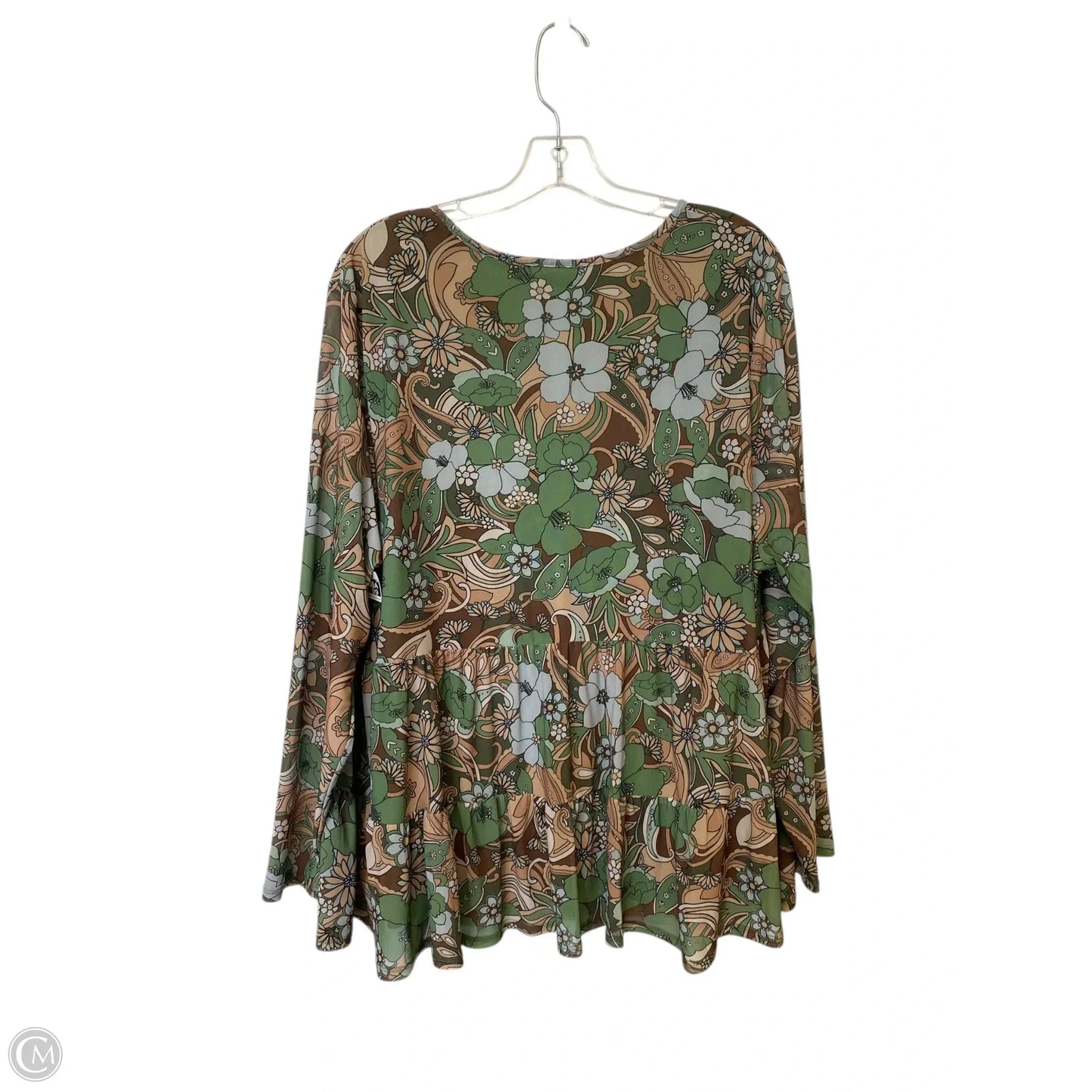 Top Long Sleeve By Love Fire In Floral Print, Size: 3x