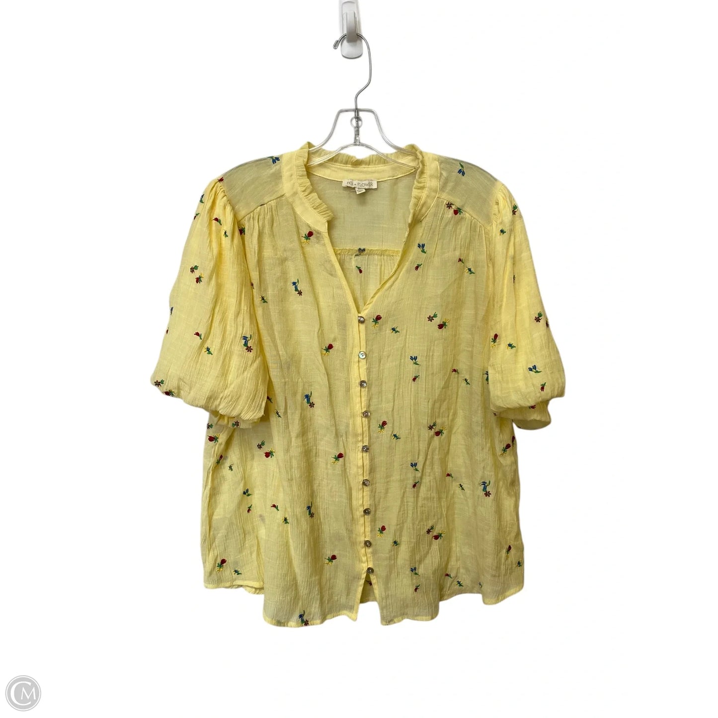 Top Short Sleeve By Figuero & Flower In Yellow, Size: 2x