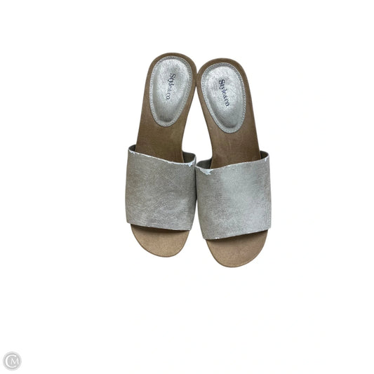 Sandals Heels Wedge By Style And Company In Gold, Size: 6.5