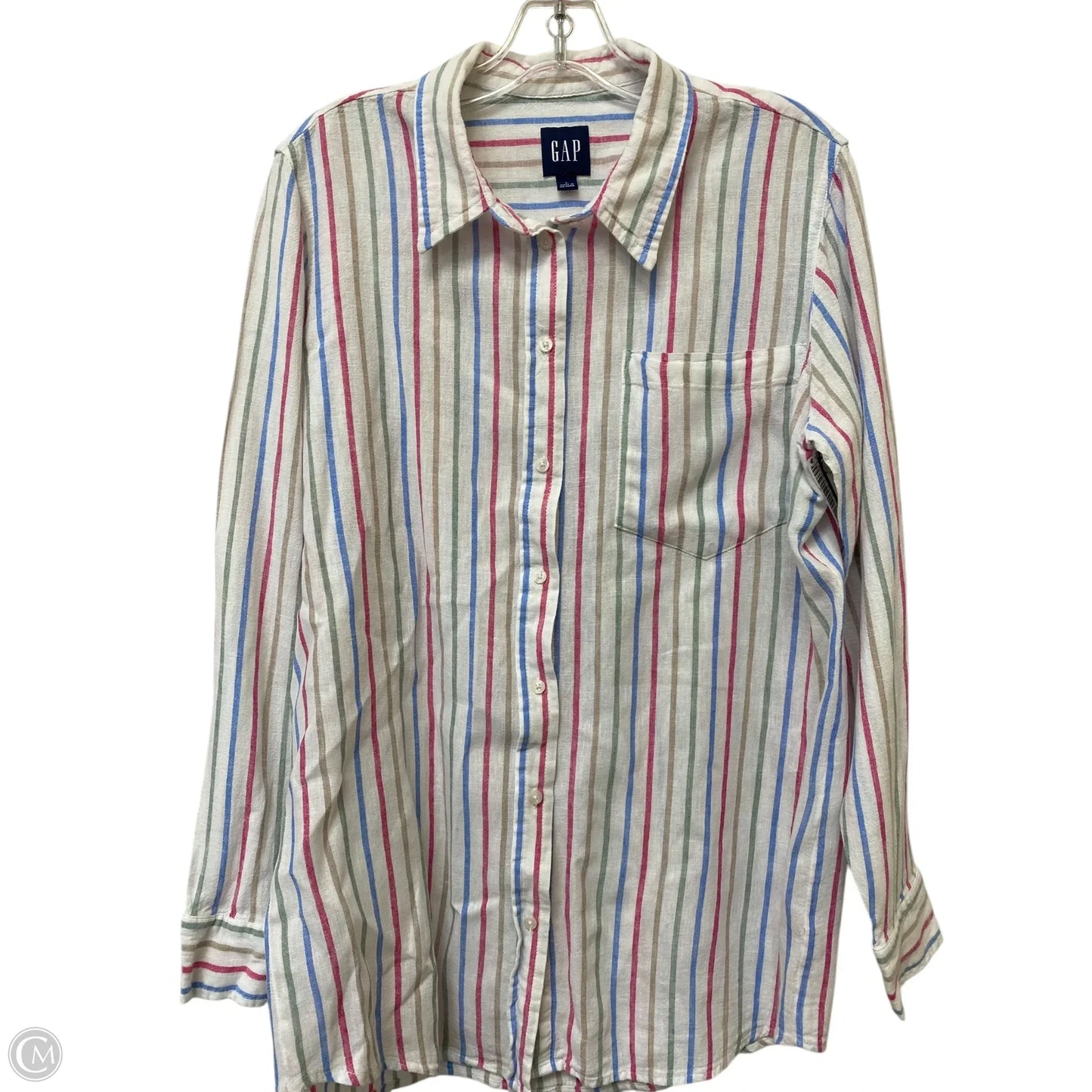 Top Long Sleeve By Gap In Striped Pattern, Size: L