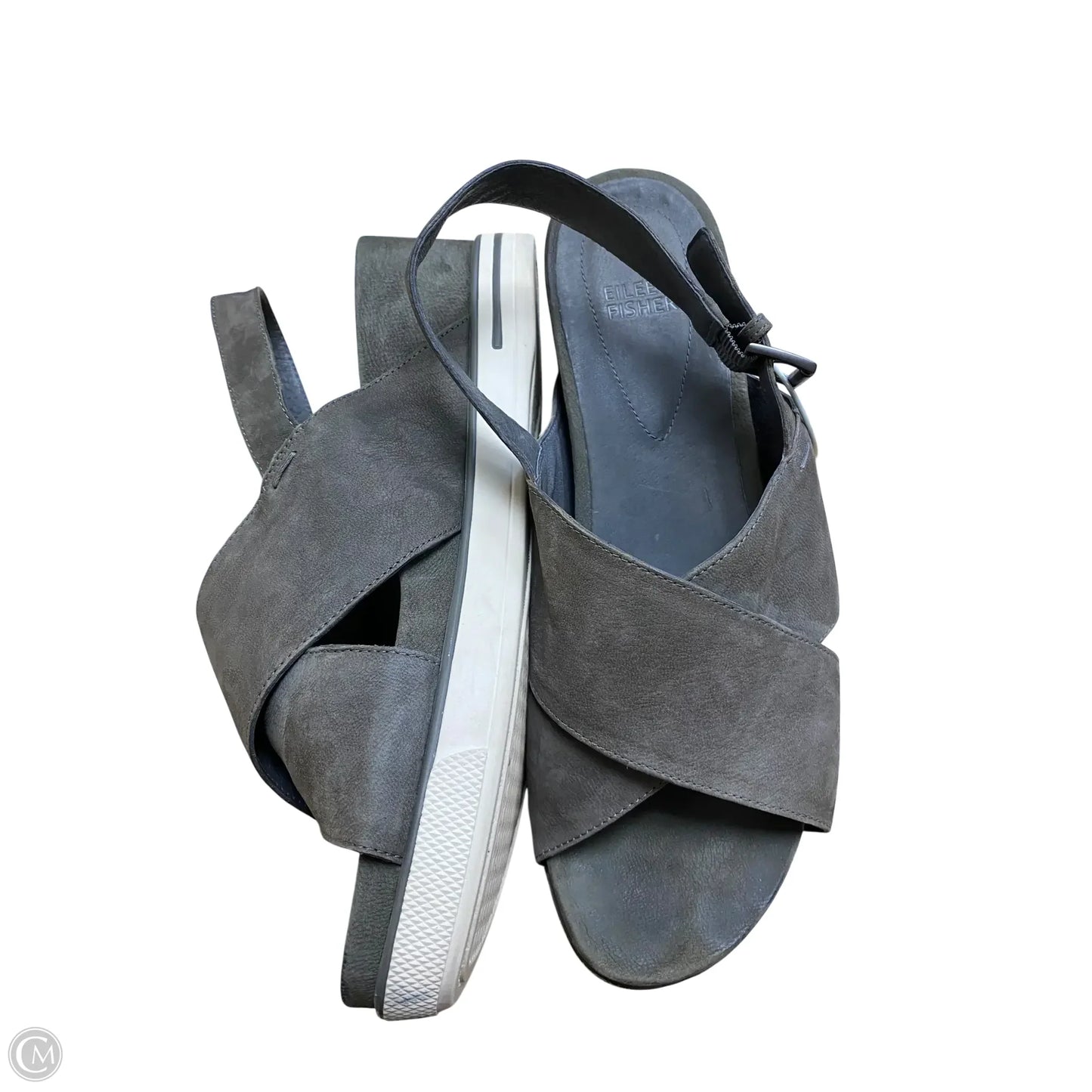 Sandals Heels Wedge By Eileen Fisher In Grey, Size: 10
