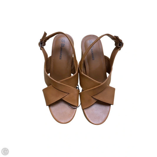 Sandals Heels Wedge By No Boundaries In Brown, Size: 10
