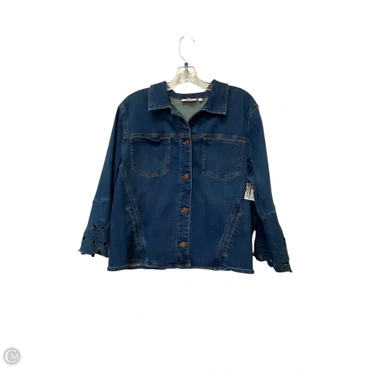 Jacket Denim By Chicos In Blue Denim, Size: Xl
