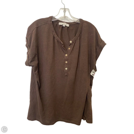 Top Short Sleeve Basic By Loft In Brown, Size: Xl