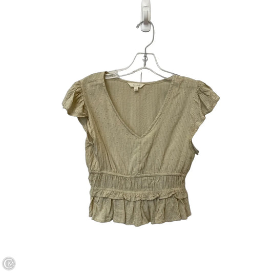 Top Short Sleeve By Sim & Sam In Tan, Size: S