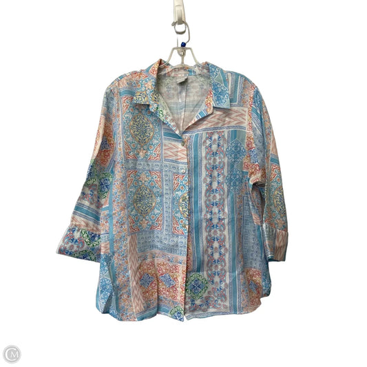 Top Short Sleeve By Chicos In Multi-colored, Size: Xl