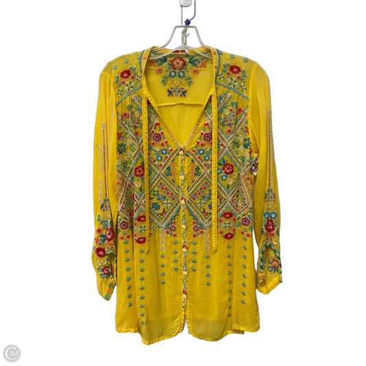 Top Long Sleeve By Johnny Was In Yellow, Size: S