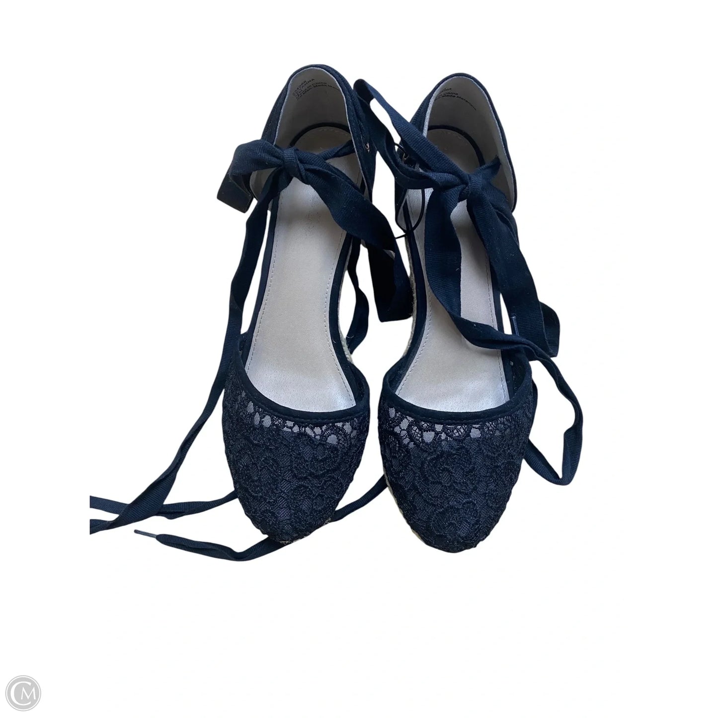 Sandals Heels Wedge By Clothes Mentor In Black, Size: 7.5