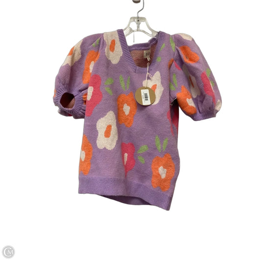 Sweater Short Sleeve By Bibi In Purple, Size: S