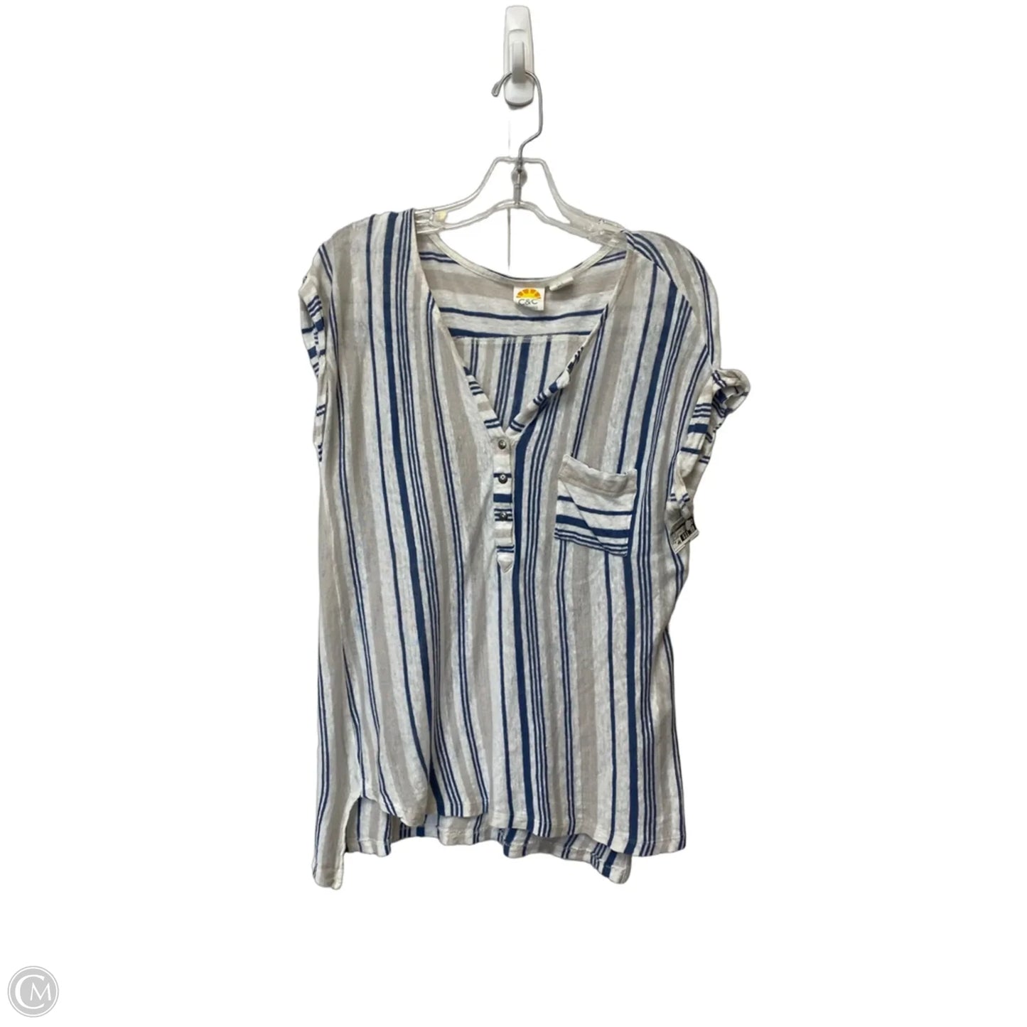 Top Short Sleeve By C And C In Striped Pattern, Size: M
