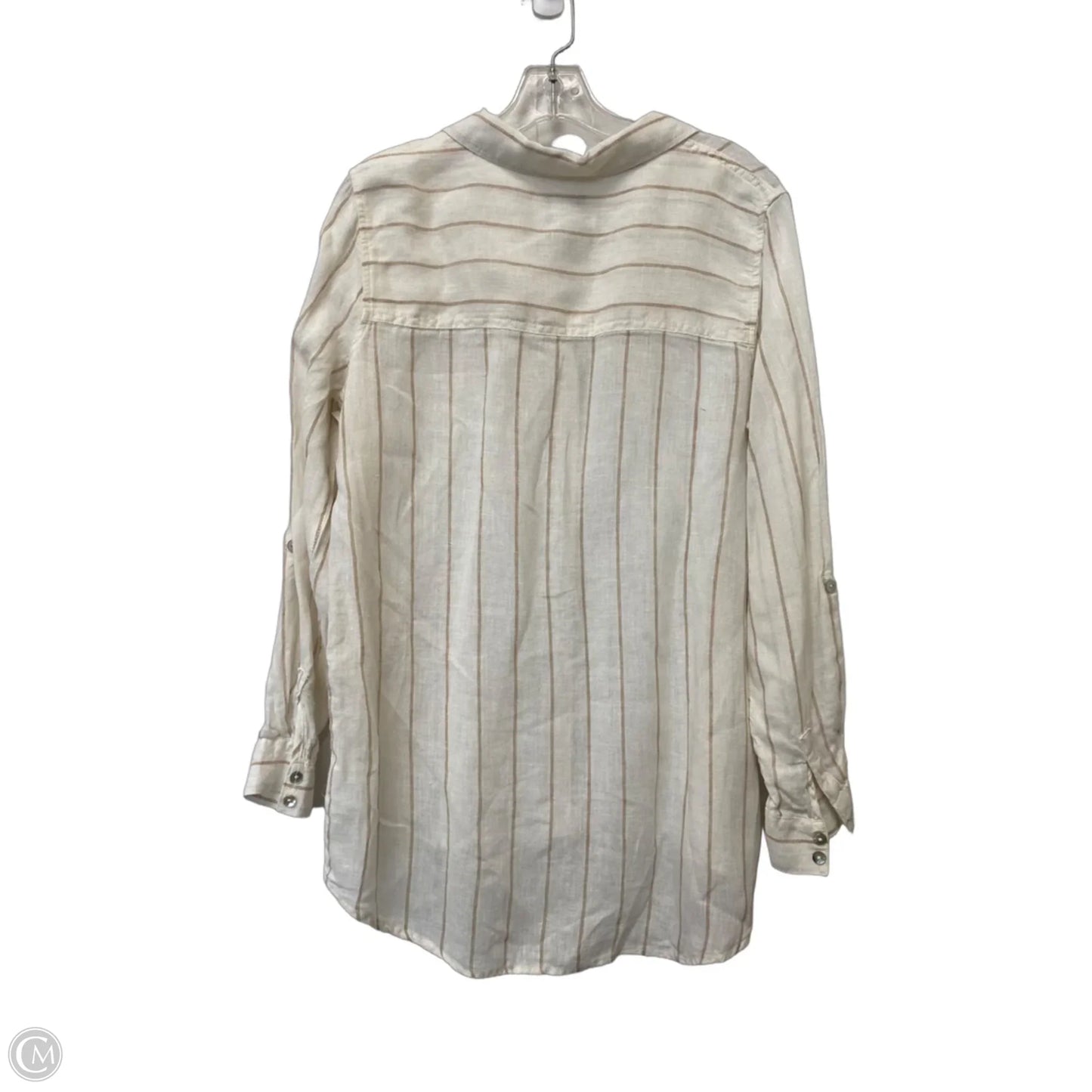 Top Long Sleeve Designer By Halston In Striped Pattern, Size: M