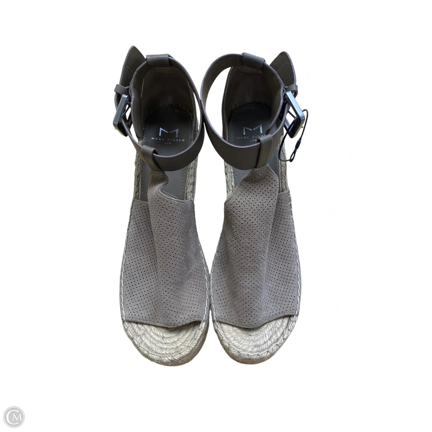 Sandals Heels Wedge By Marc Fisher In Taupe, Size: 8.5