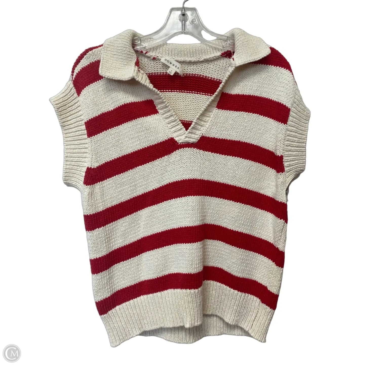 Top Short Sleeve By Downeast In Striped Pattern, Size: L