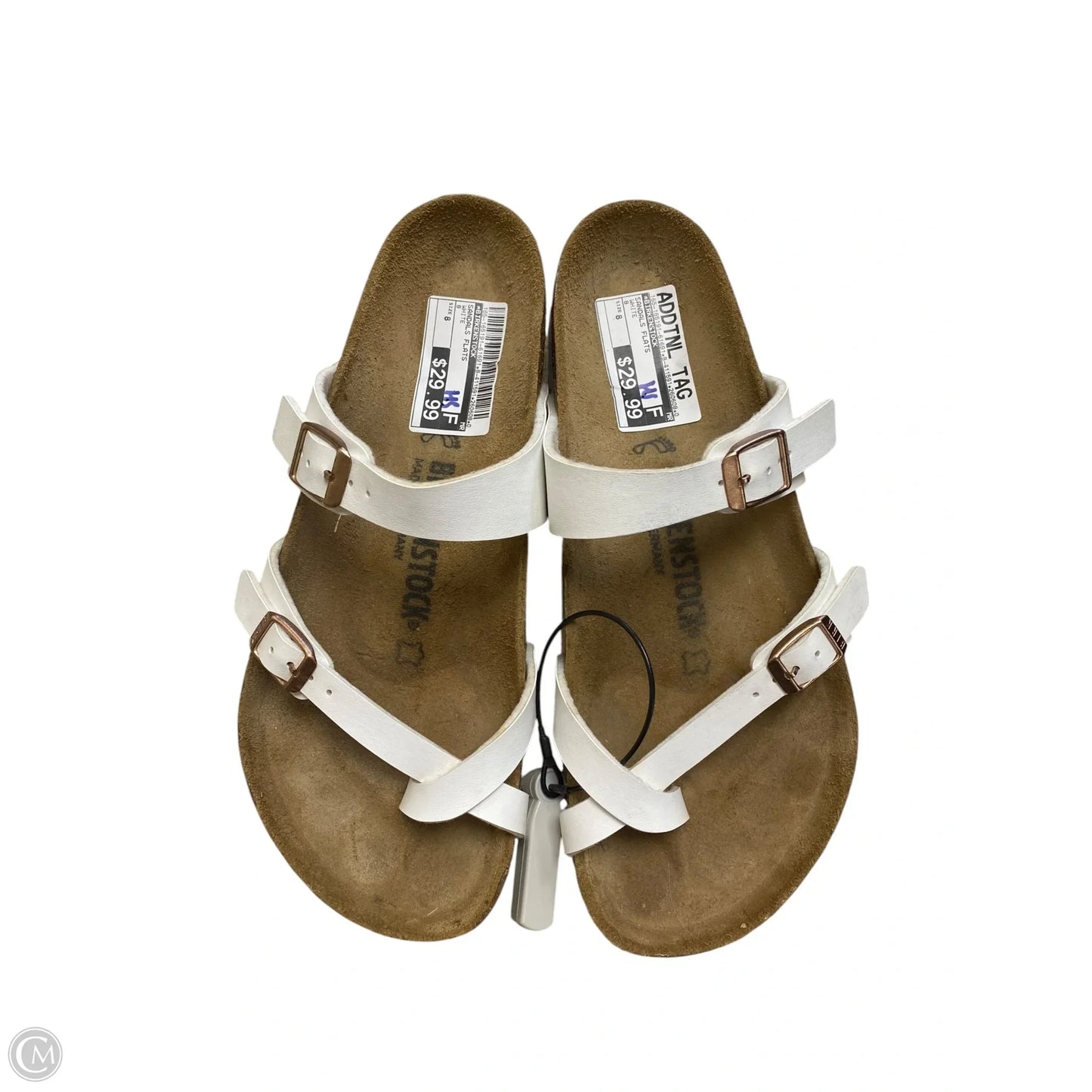 Sandals Flats By Birkenstock In White, Size: 8