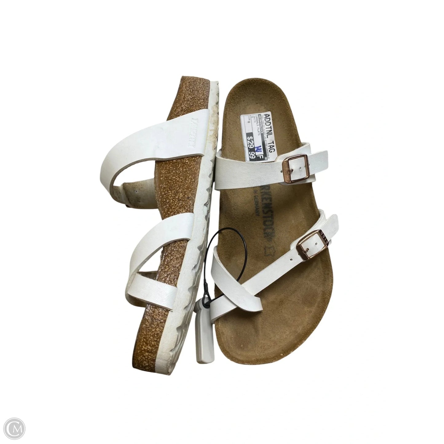 Sandals Flats By Birkenstock In White, Size: 8