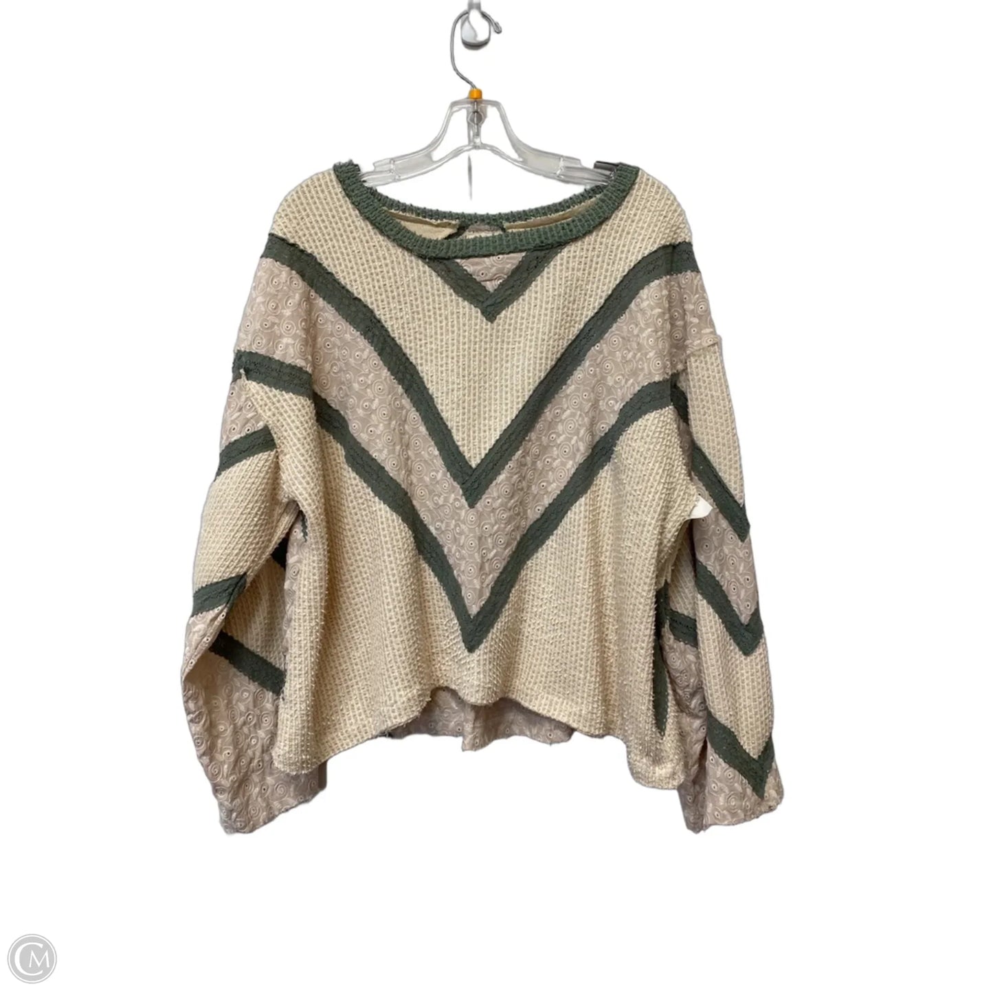 Top Long Sleeve By Pol In Cream & Green, Size: M