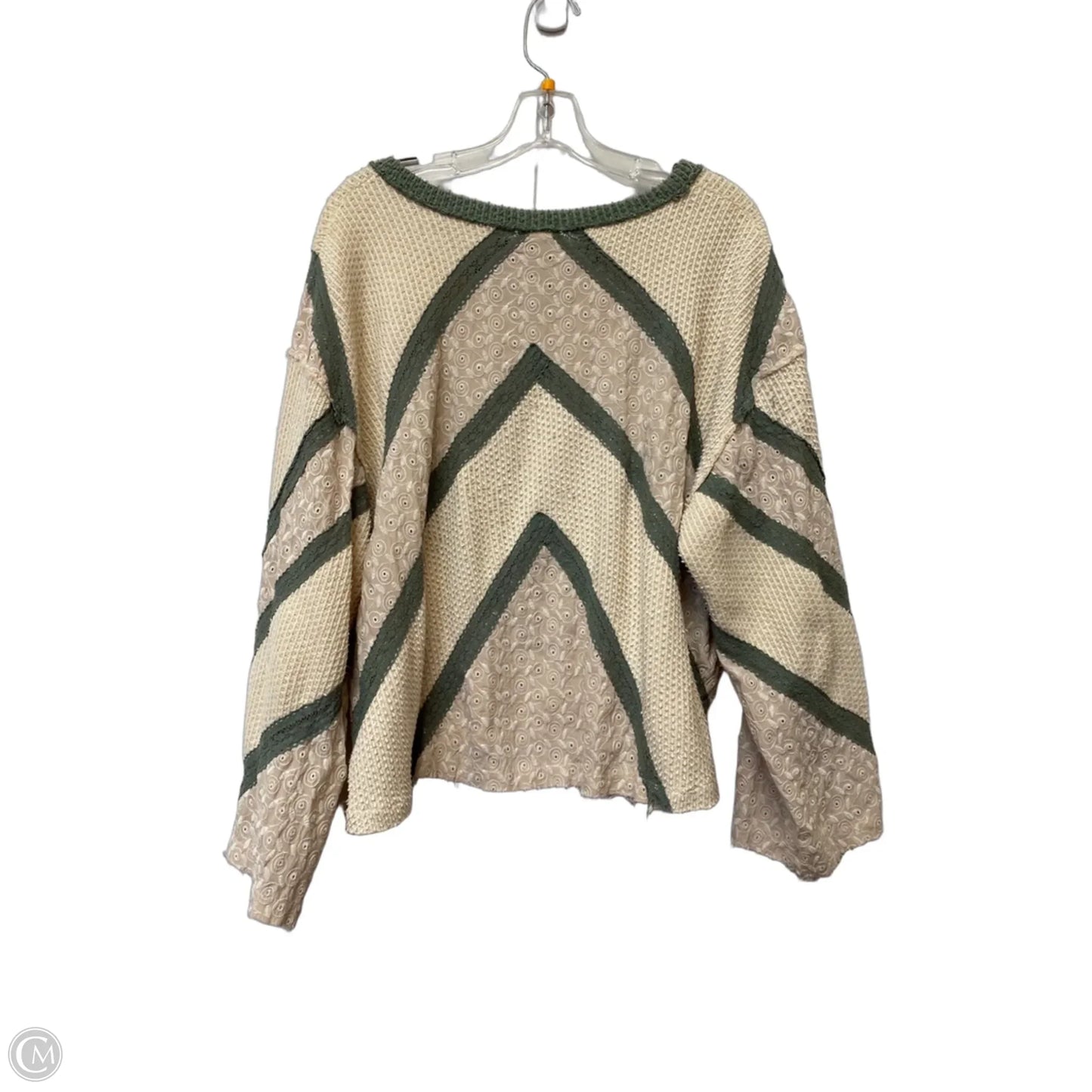 Top Long Sleeve By Pol In Cream & Green, Size: M