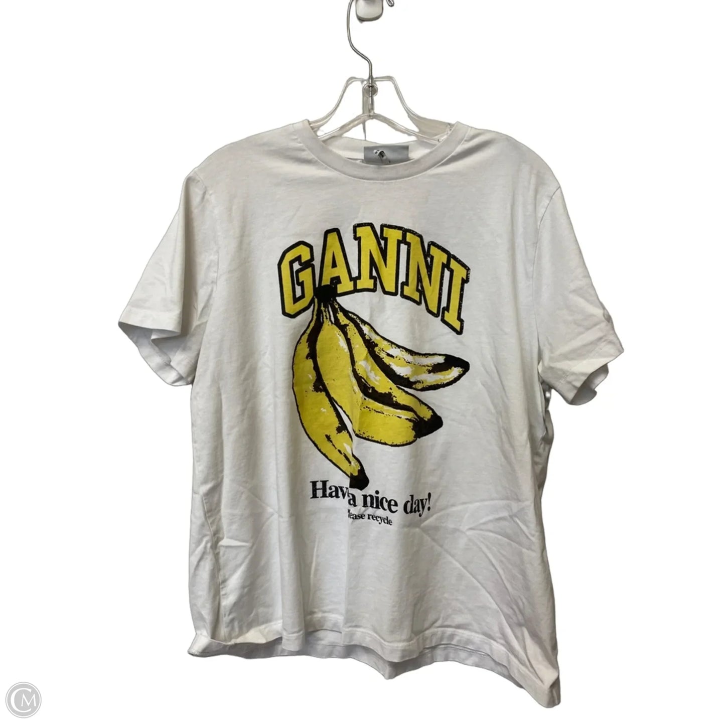 Top Short Sleeve By Ganni In White, Size: L