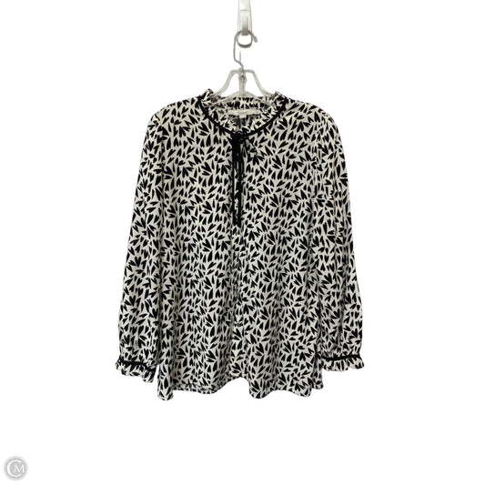 Top Long Sleeve By Loft In Black & Cream, Size: M