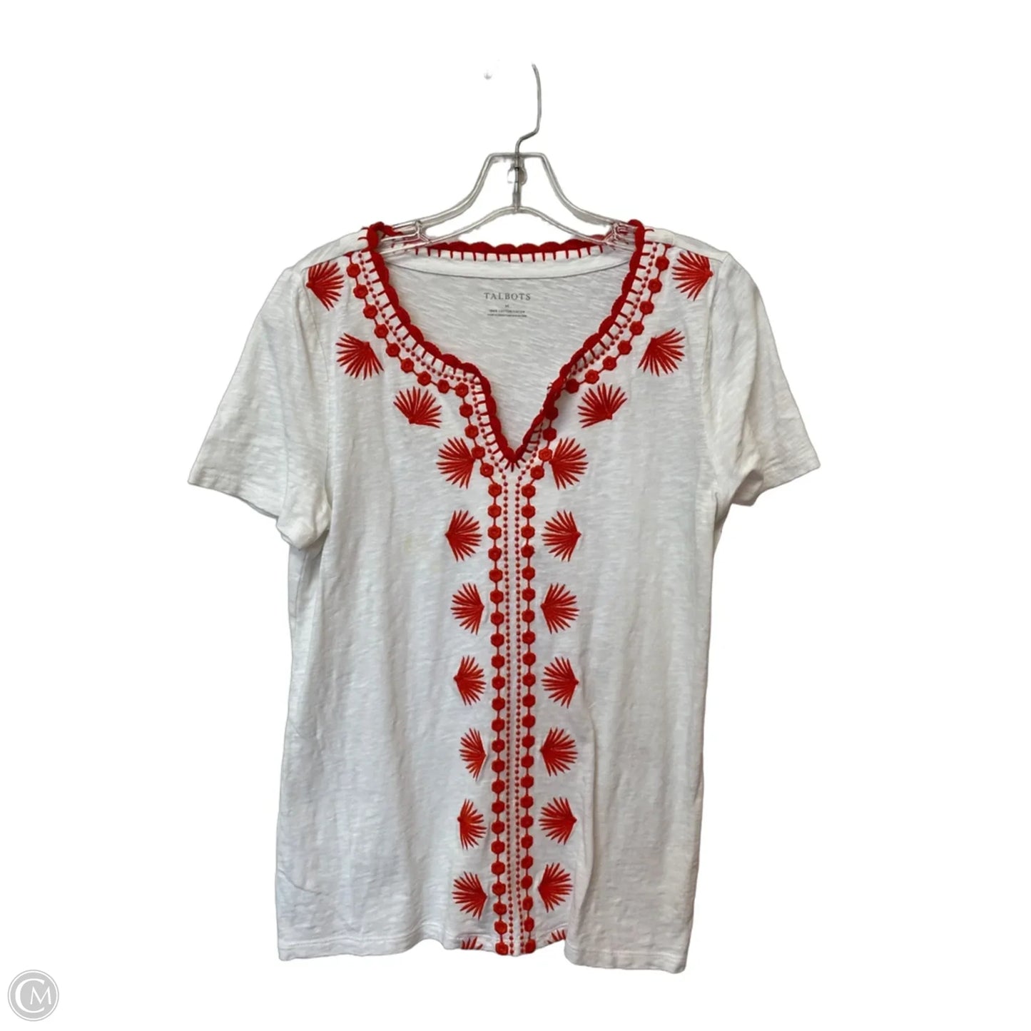 Top Short Sleeve By Talbots In White, Size: M