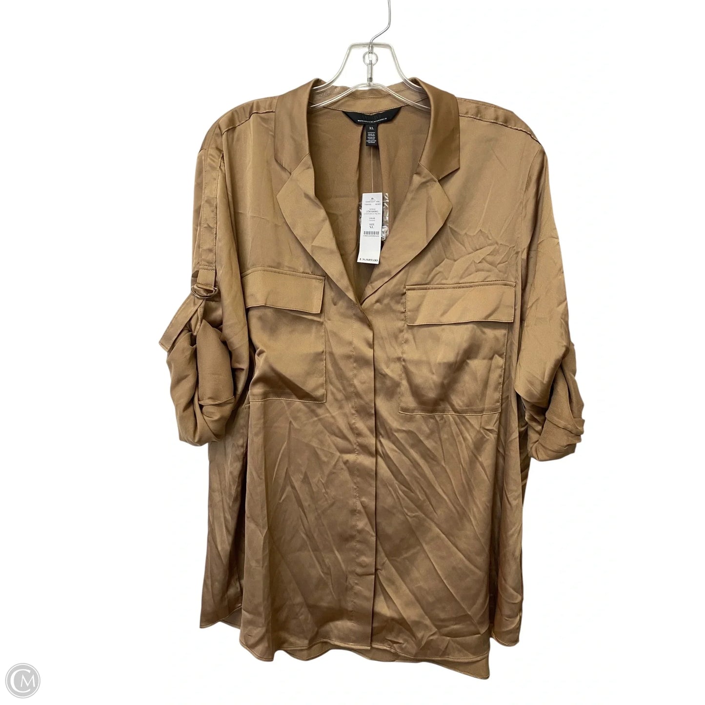 Top Long Sleeve By White House Black Market In Tan, Size: Xl
