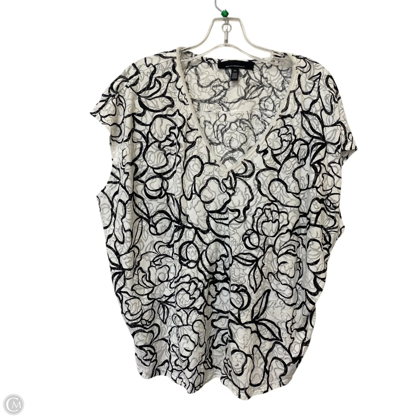 Top Short Sleeve By White House Black Market In Floral Print, Size: Xl