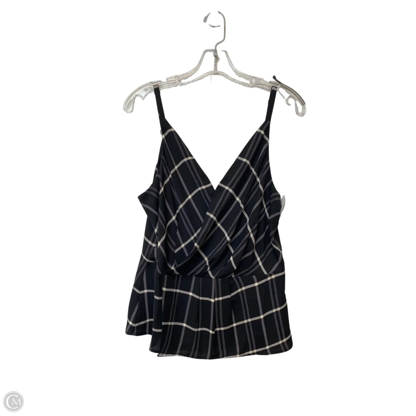 Top Sleeveless By Cabi In Plaid Pattern, Size: 10