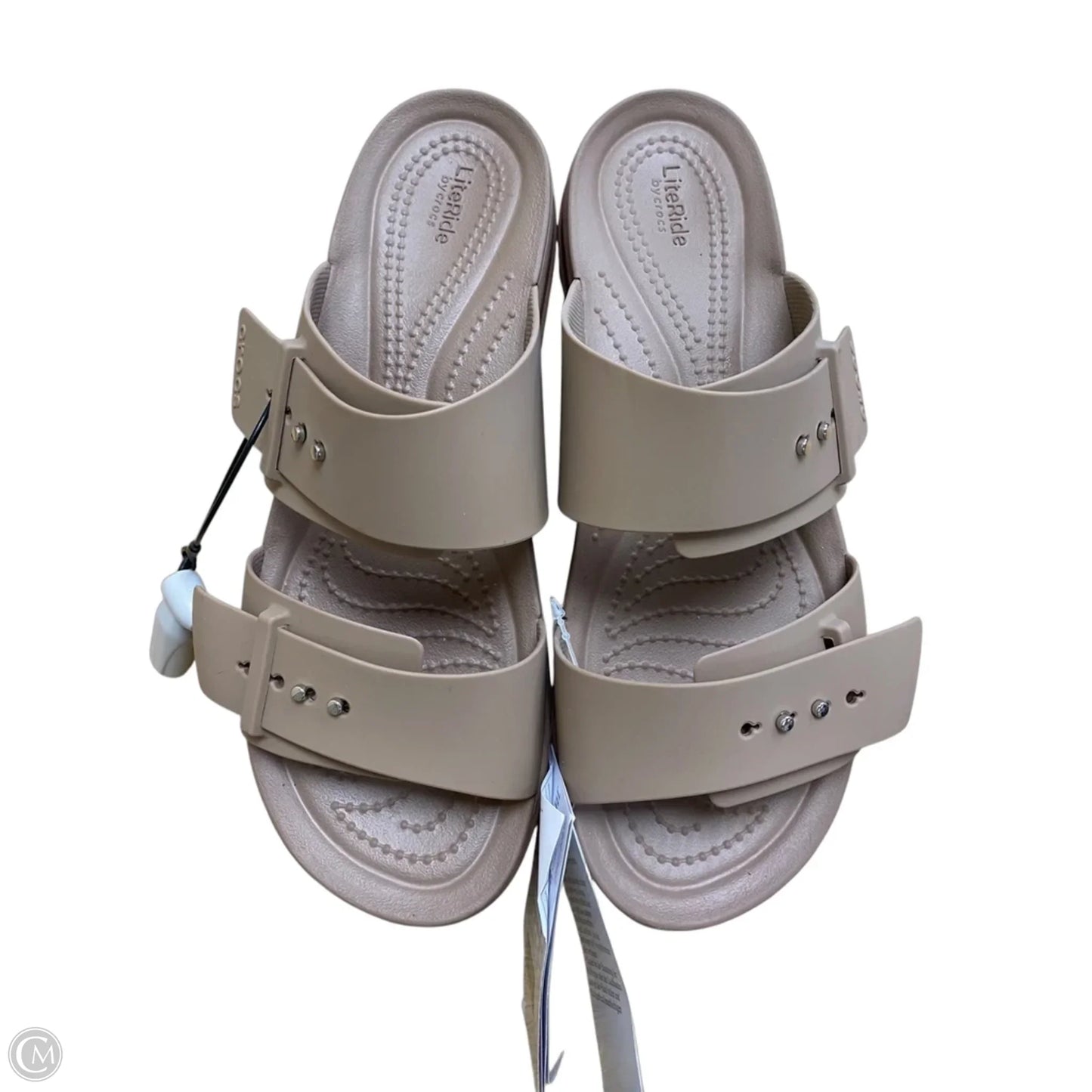 Sandals Heels Platform By Crocs In Tan, Size: 9