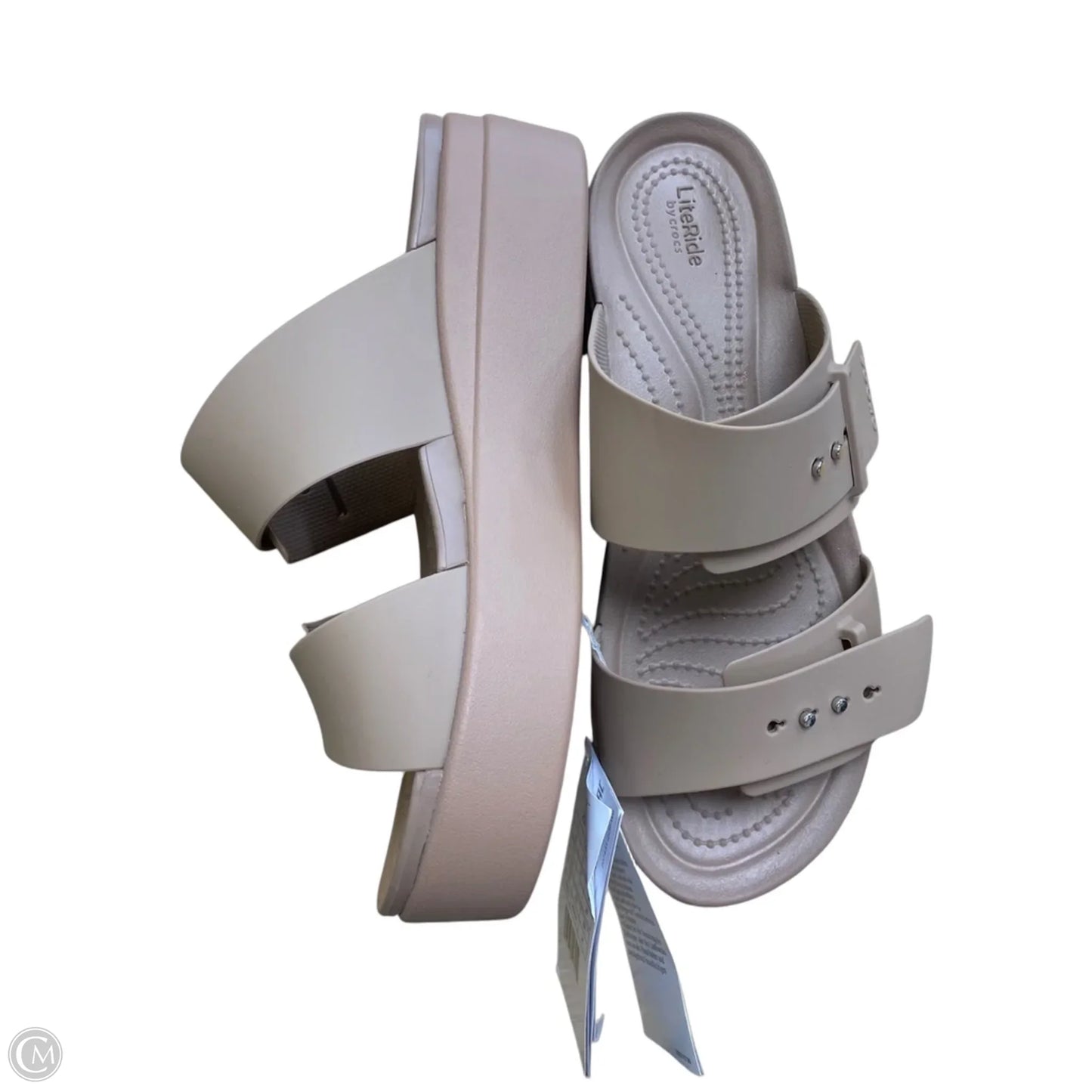 Sandals Heels Platform By Crocs In Tan, Size: 9