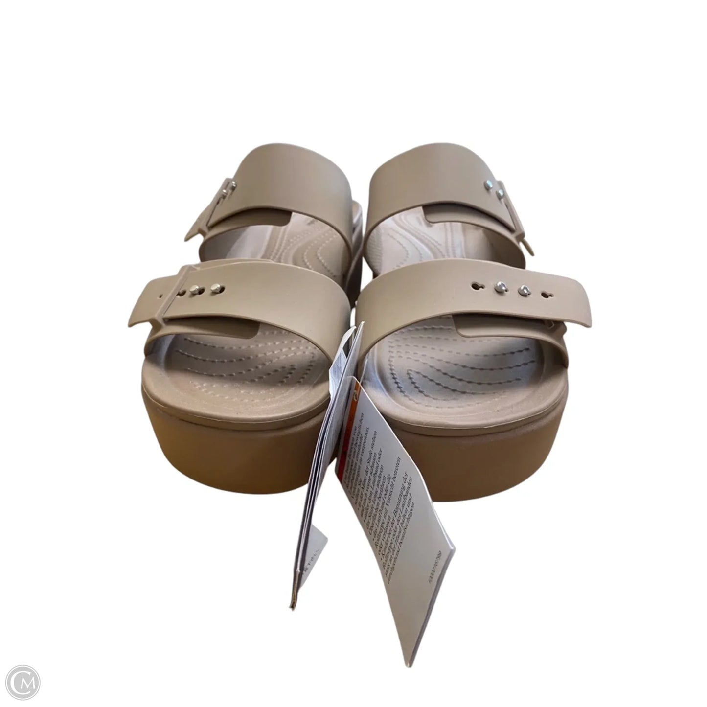 Sandals Heels Platform By Crocs In Tan, Size: 9