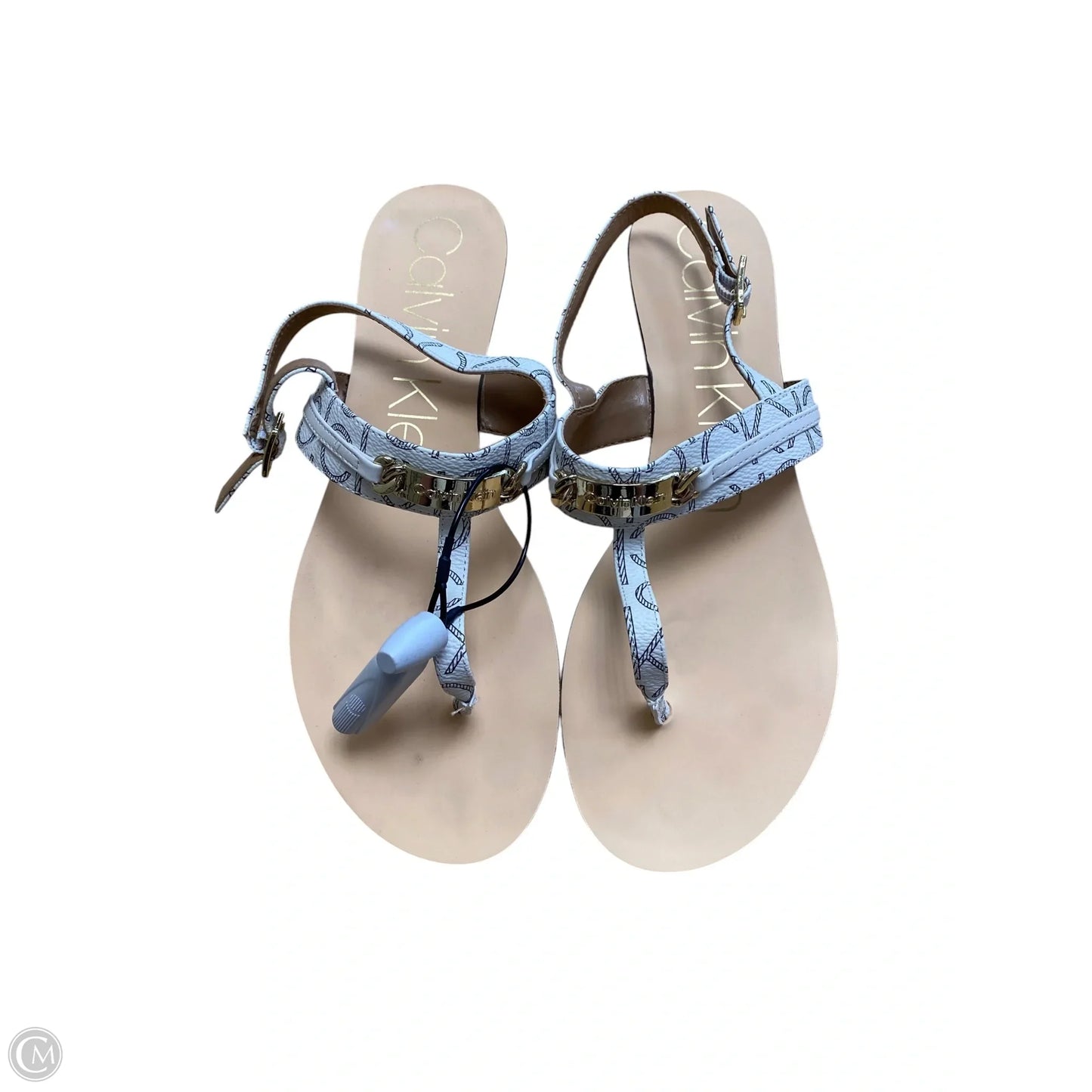 Sandals Flip Flops By Calvin Klein In White, Size: 8