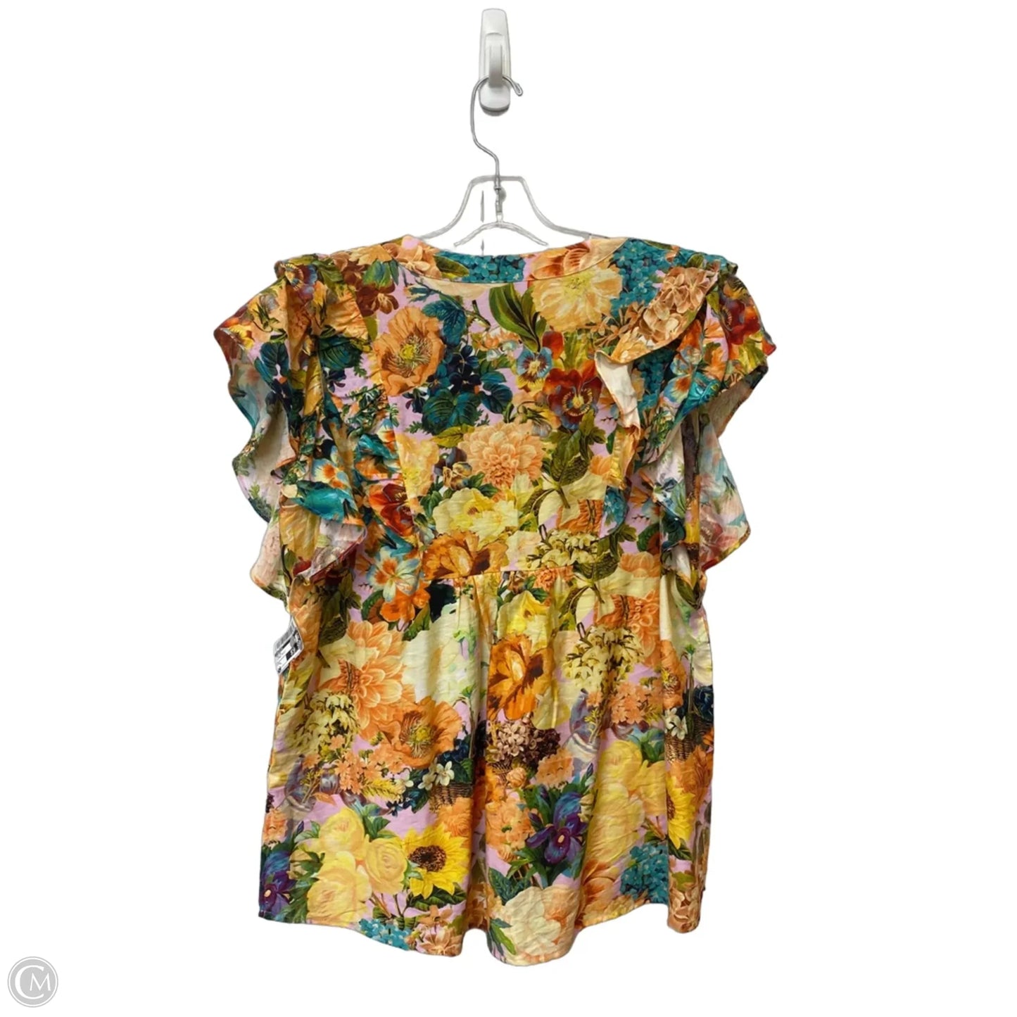 Top Short Sleeve By Calessa In Floral Print, Size: L