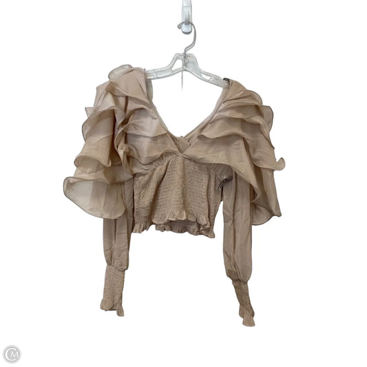 Top Long Sleeve By Commense In Tan, Size: M