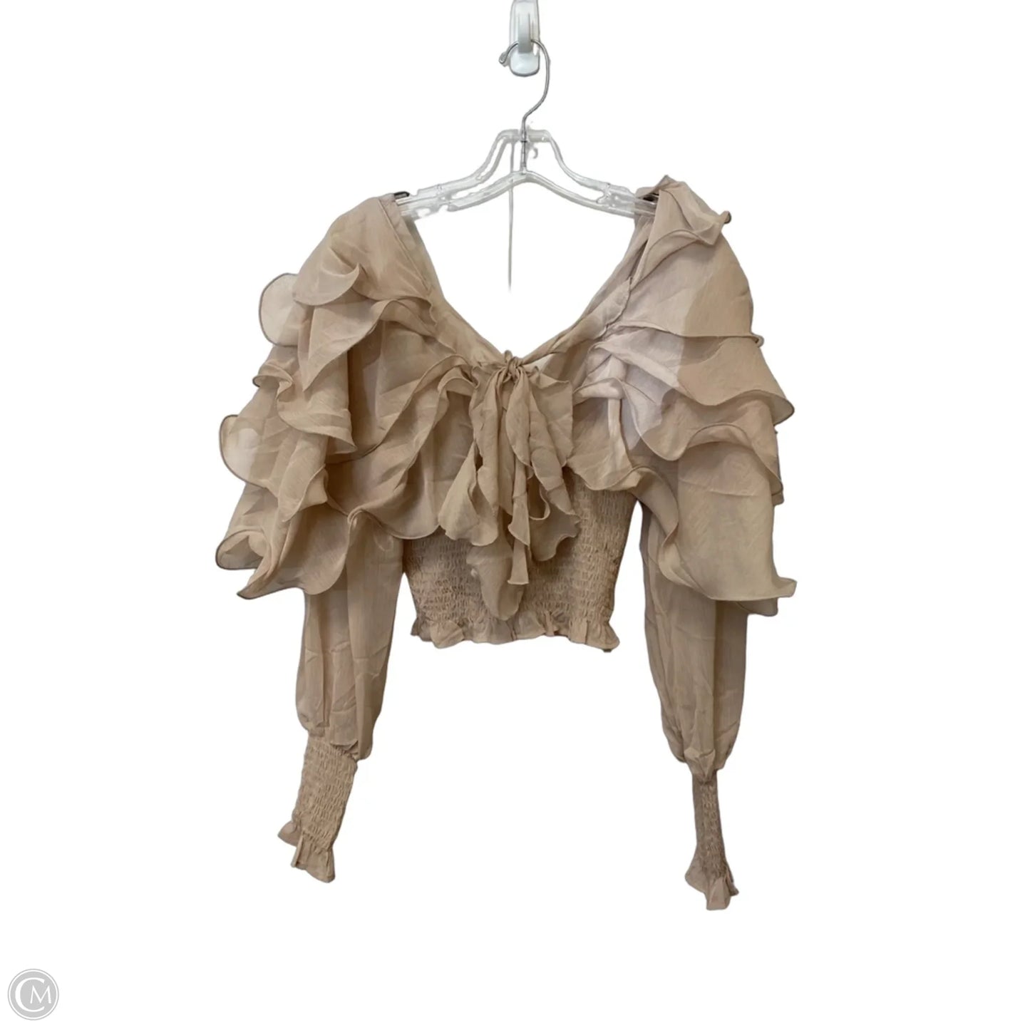 Top Long Sleeve By Commense In Tan, Size: M