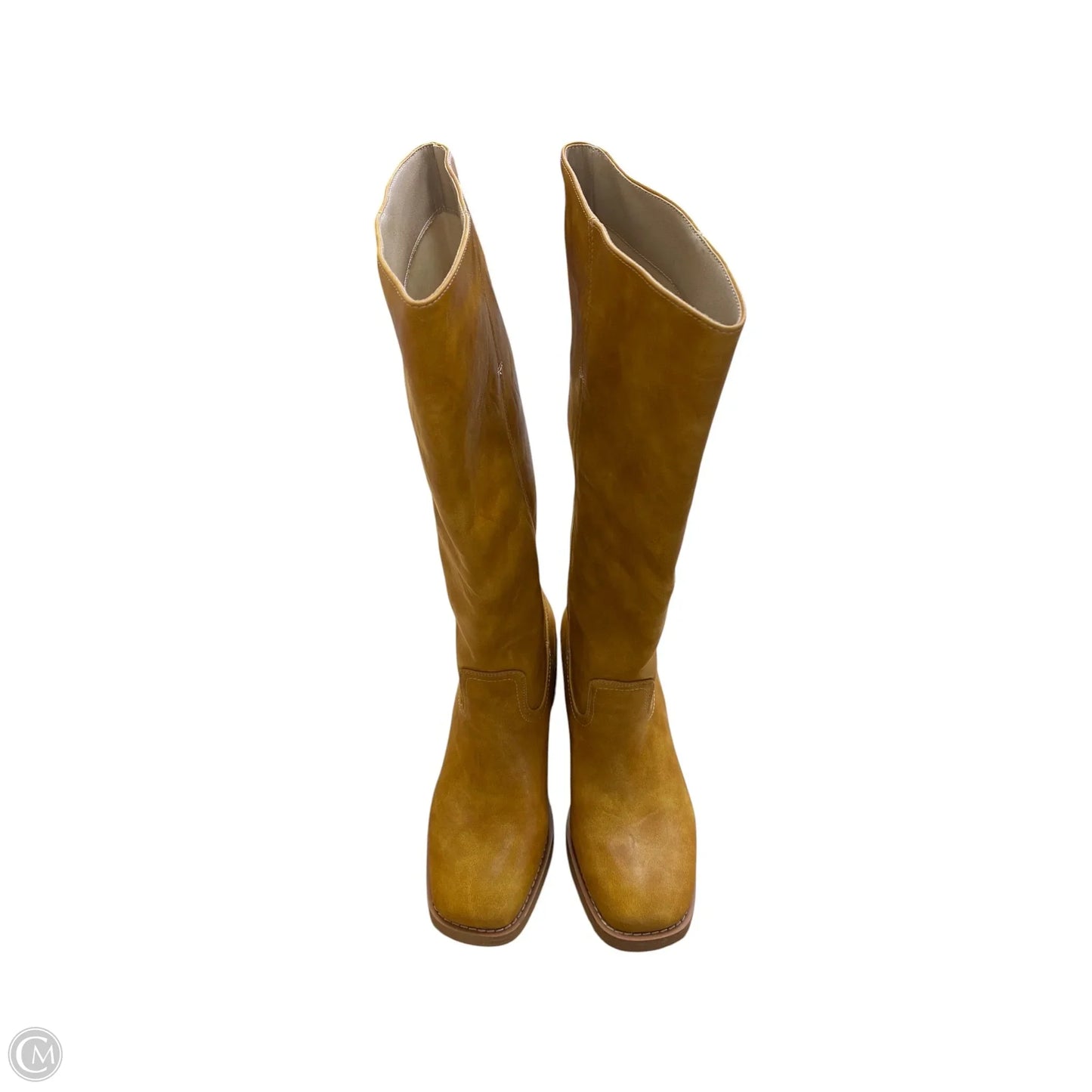 Boots Mid-calf Heels By Clothes Mentor In Tan, Size: 6.5