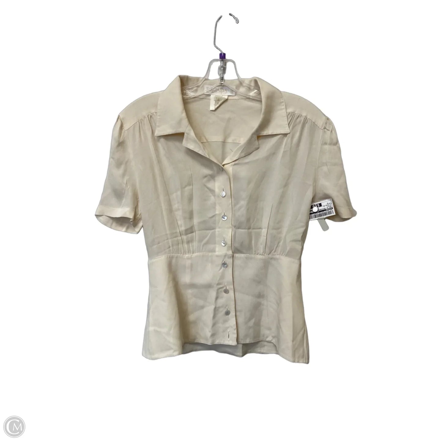 Top Short Sleeve Designer By Escada In Cream, Size: S