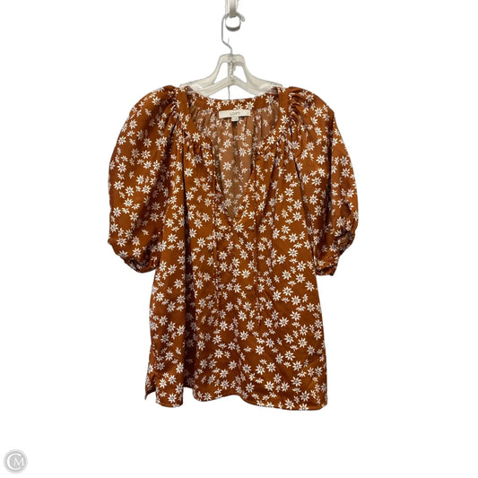 Top Short Sleeve By Loft In Brown, Size: M