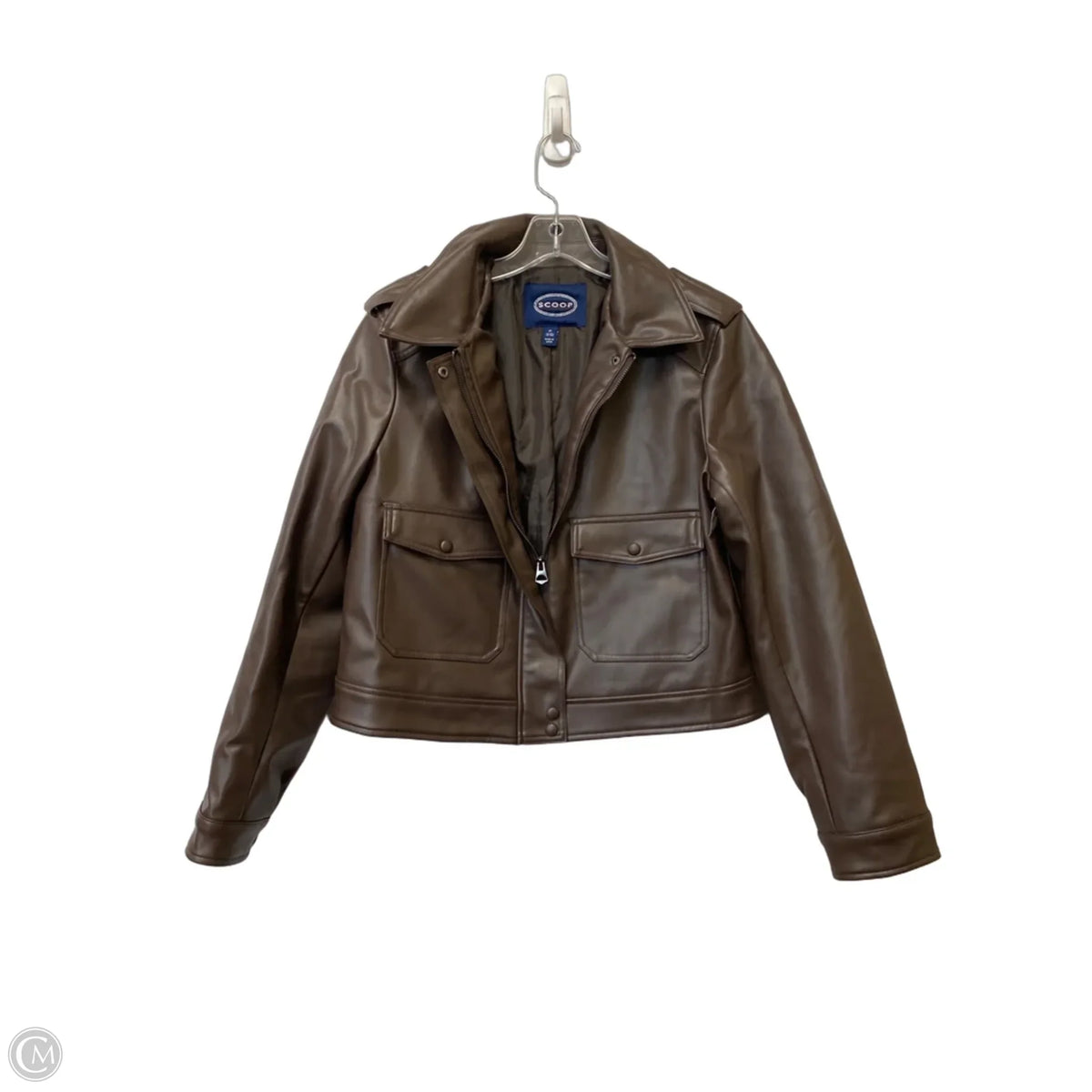 Jacket Moto By Scoop In Brown, Size: M