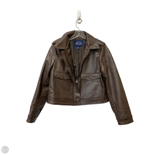 Jacket Moto By Scoop In Brown, Size: M