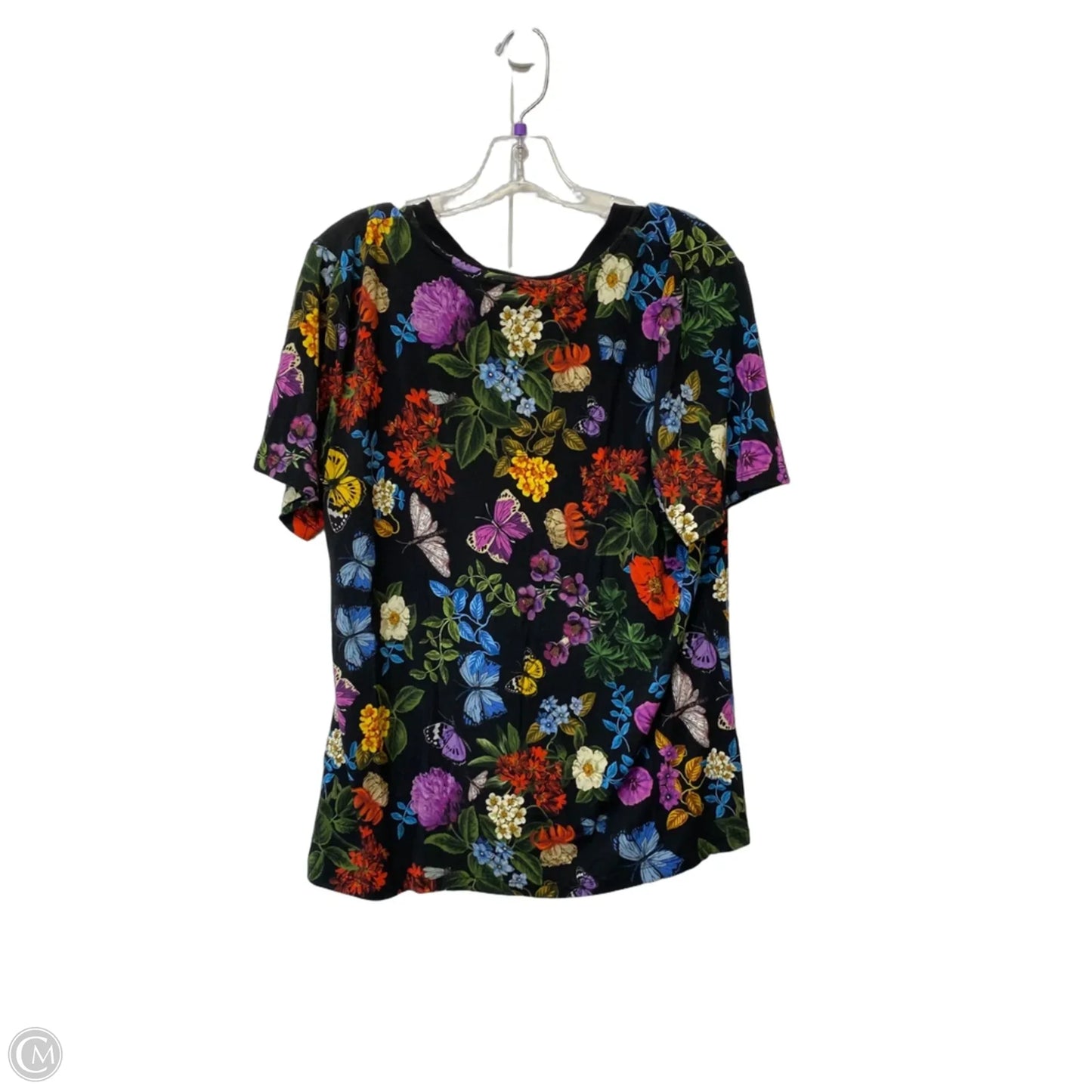 Top Short Sleeve By Johnny Was In Floral Print, Size: Xl