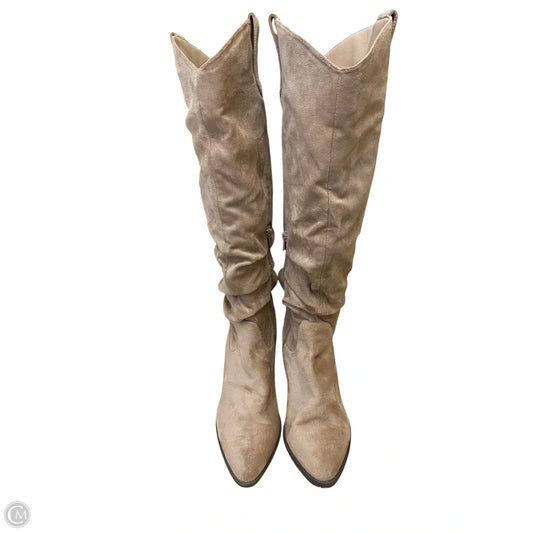 Boots Mid-calf Heels By Cme In Tan, Size: 9.5