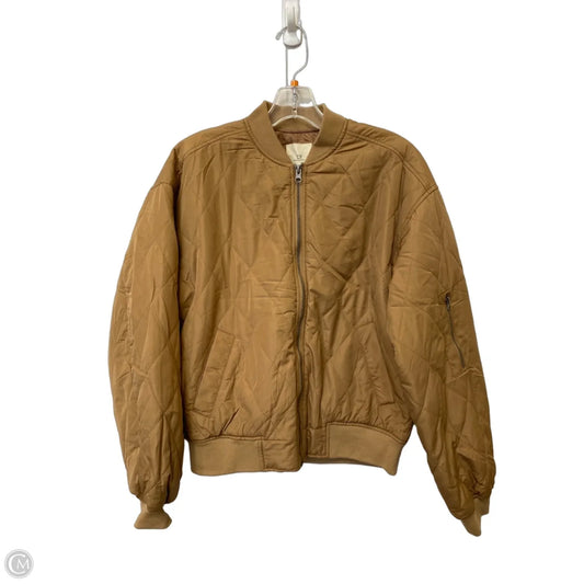 Jacket Puffer & Quilted By Thread And Supply In Tan, Size: S
