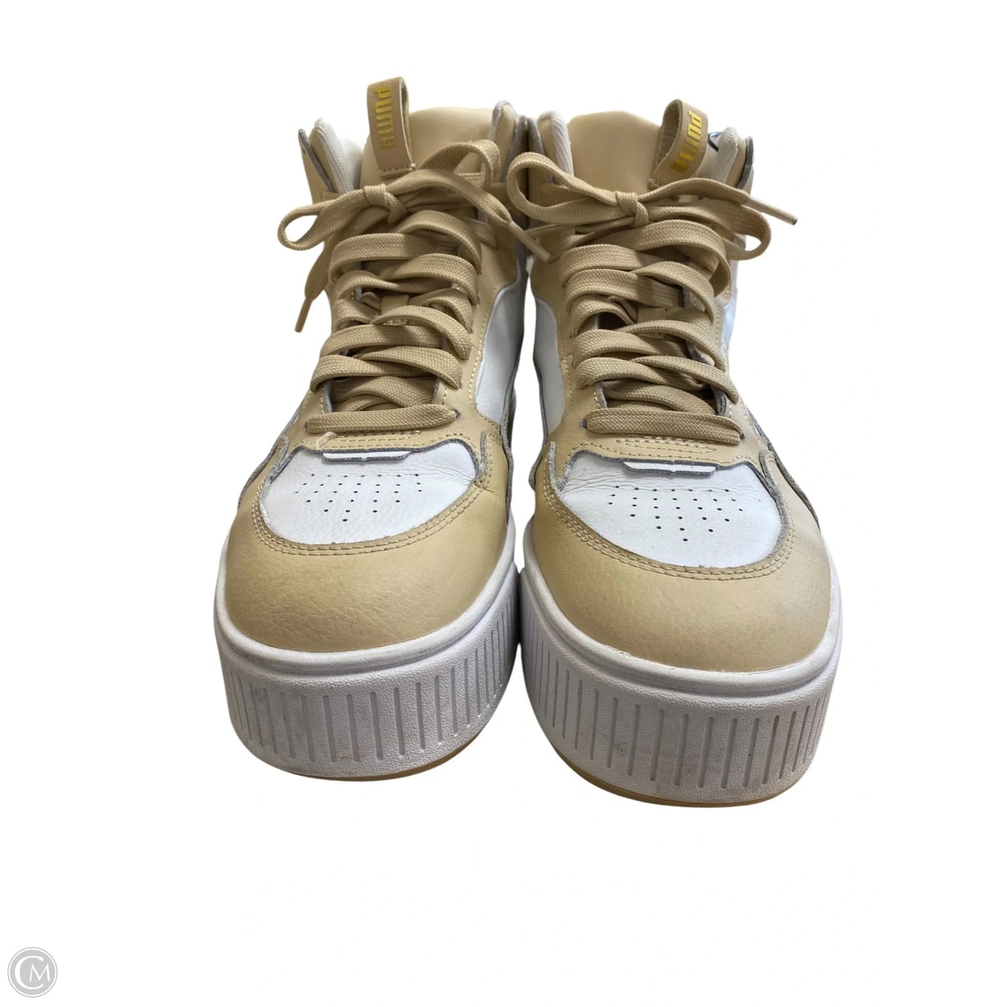 Shoes Sneakers By Puma In Tan & White, Size: 9.5