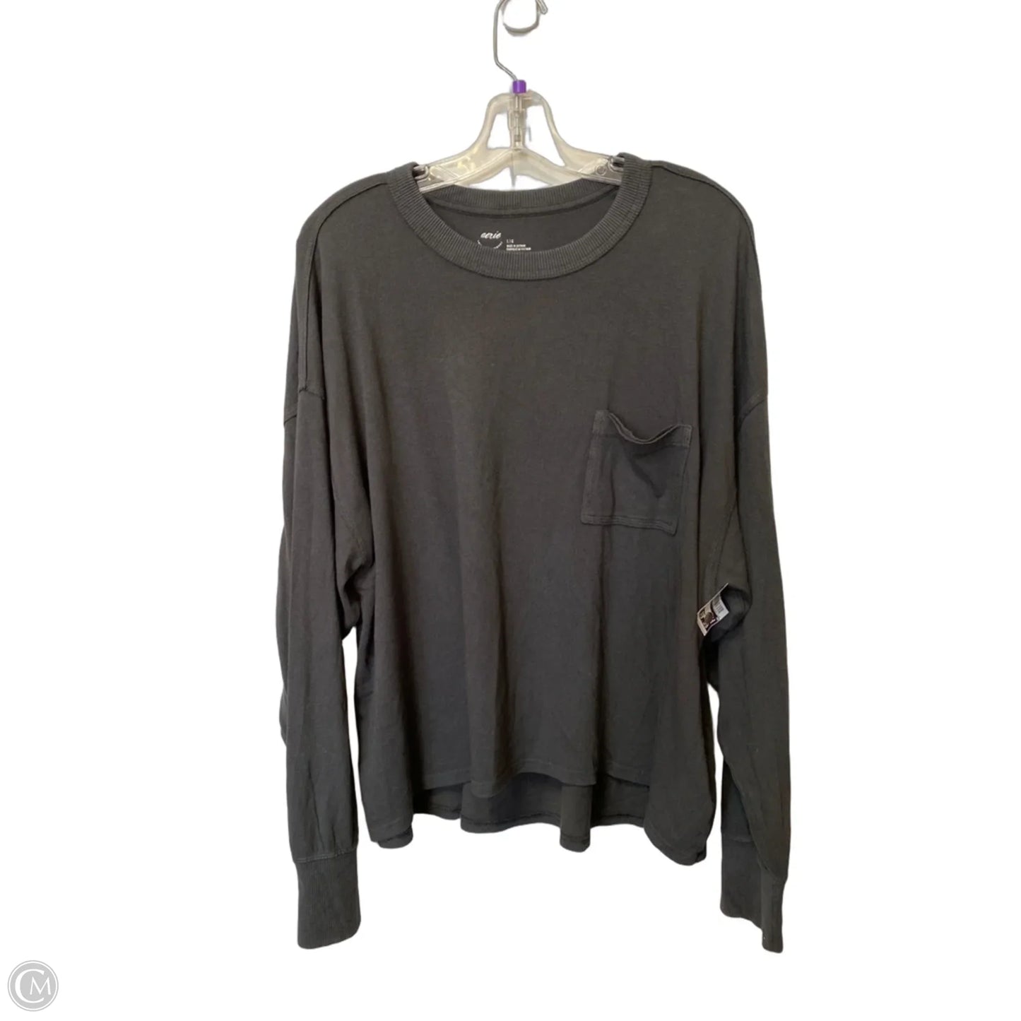 Top Long Sleeve Basic By Aerie In Grey, Size: L