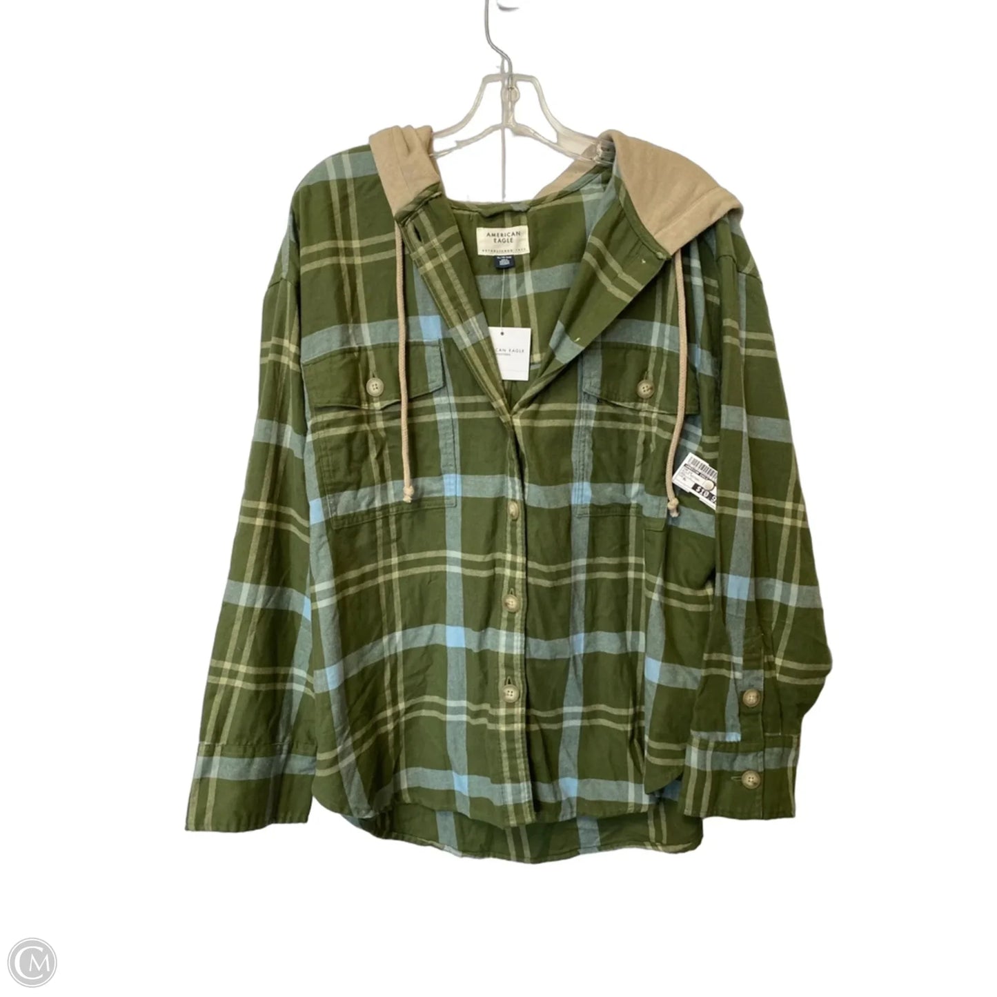 Top Long Sleeve By American Eagle In Plaid Pattern, Size: Xl