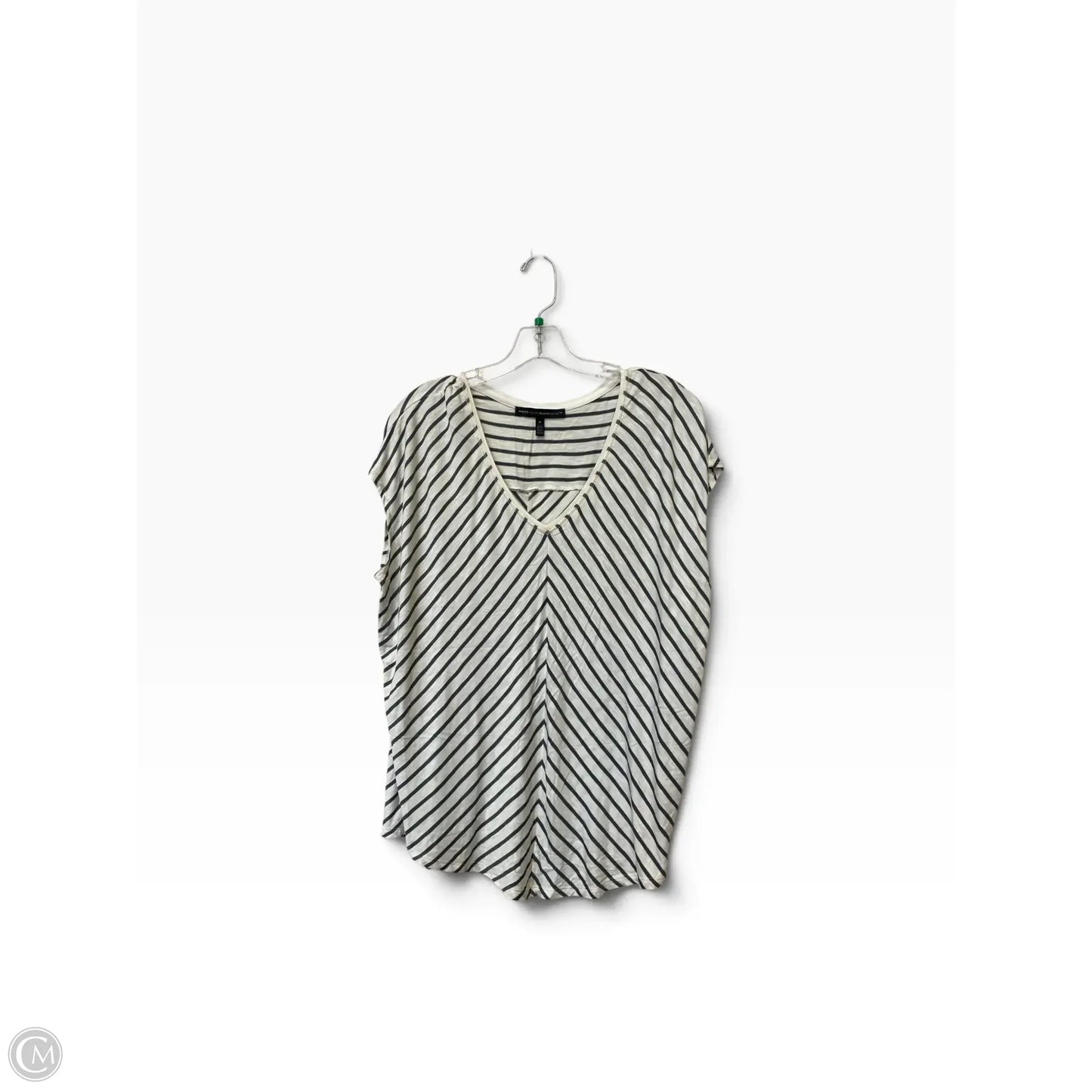 Top Short Sleeve Basic By White House Black Market In Striped Pattern, Size: M