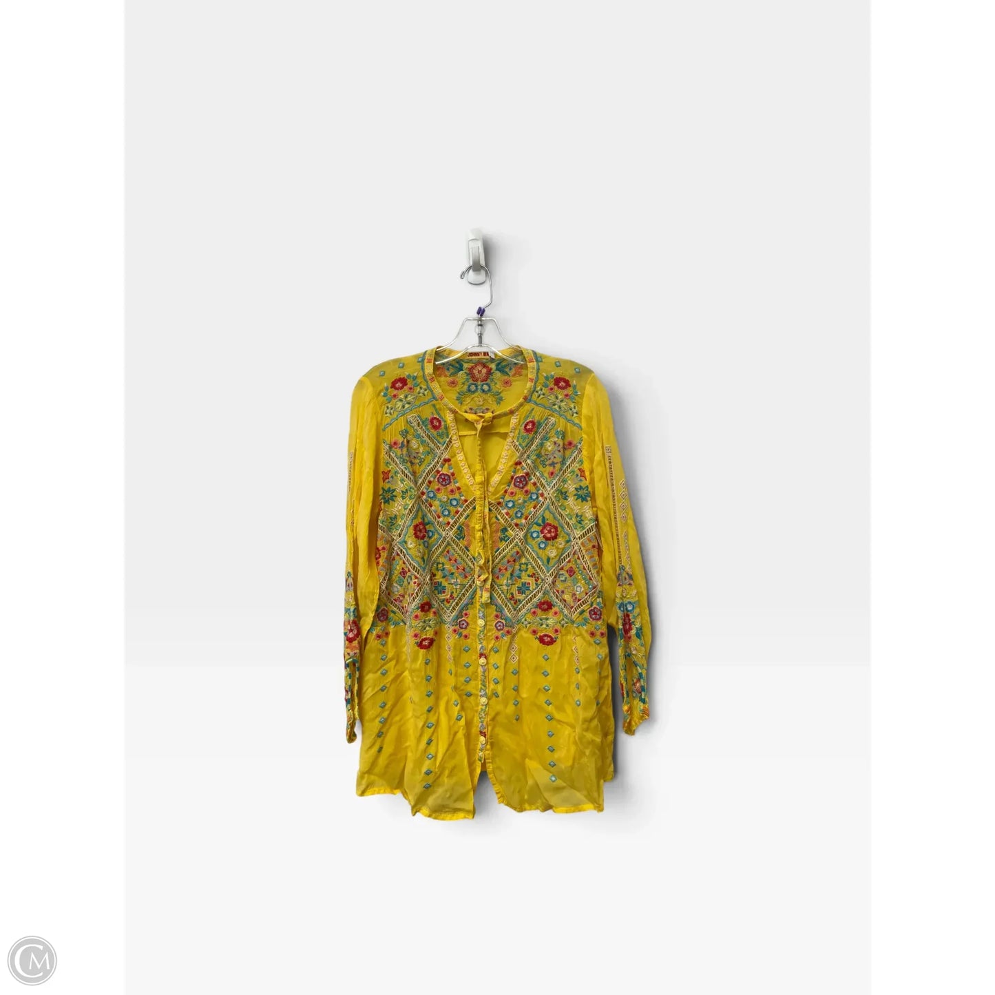 Top Long Sleeve By Johnny Was In Yellow, Size: S