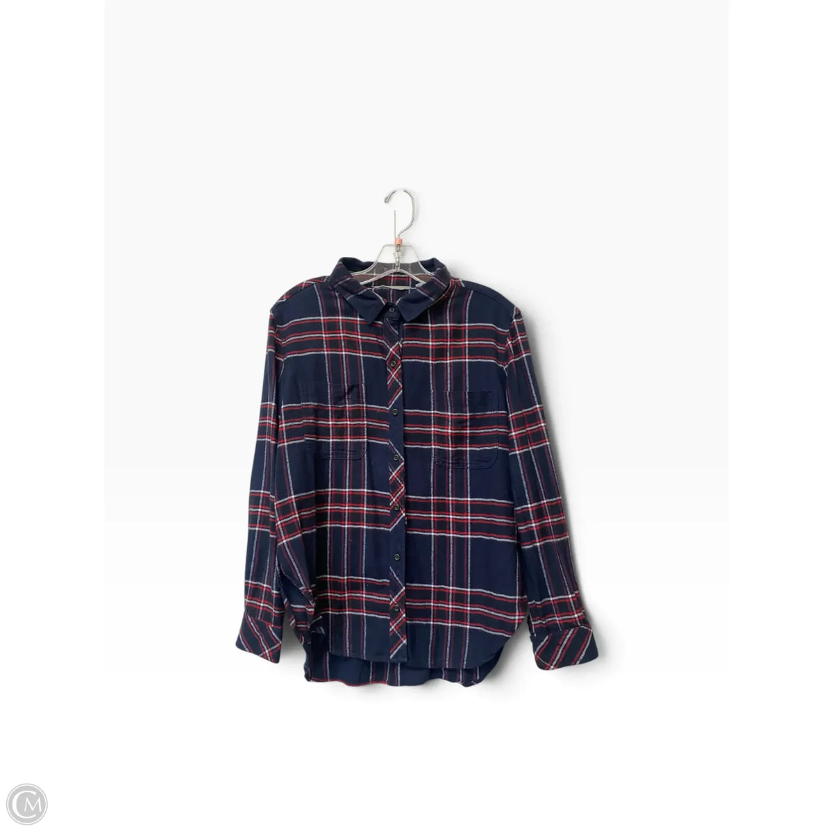 Top Long Sleeve By Athleta In Plaid Pattern, Size: Mp
